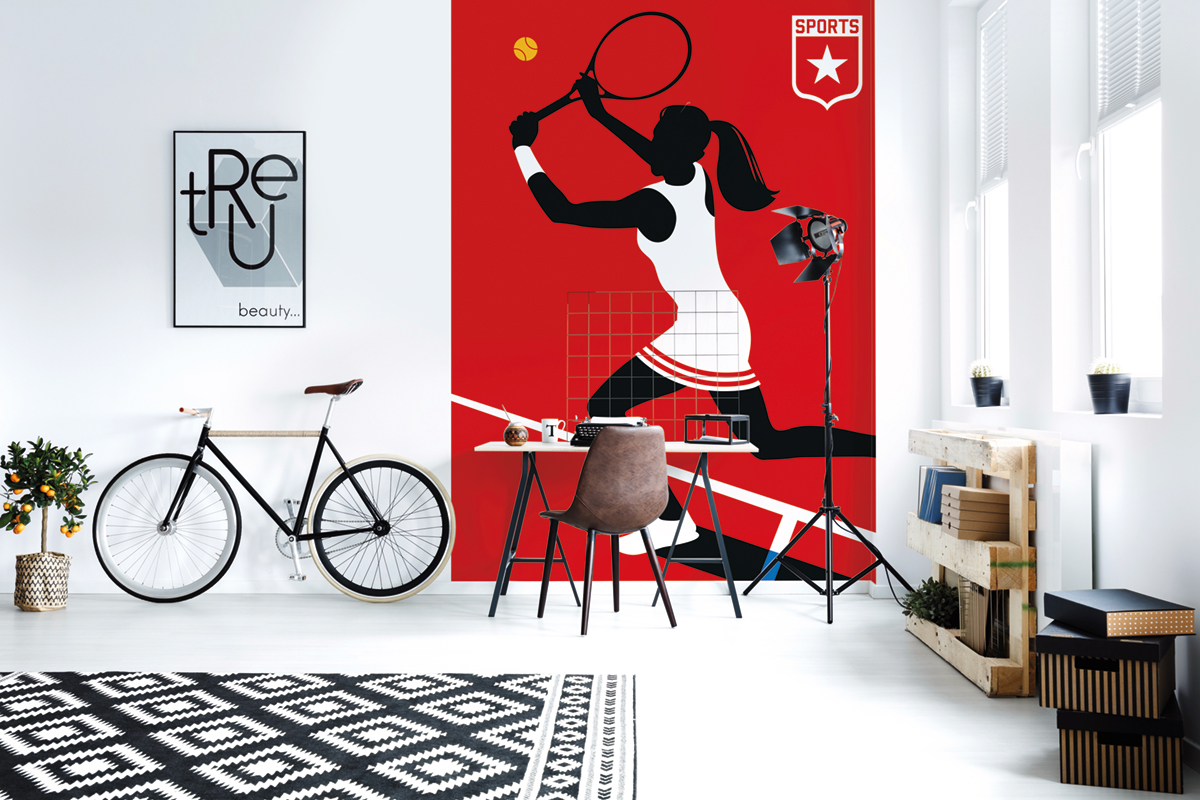 Papier peint panoramique Retro Pop Tennisplayer - Référence DD120169 - Intissé 200g/m2 - Standard 200 x 270