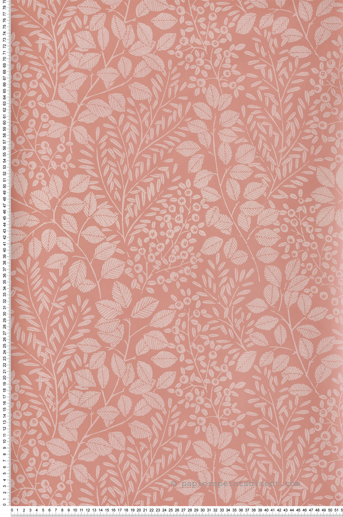 Papier peint Empreinte Végétale Elin rose corail - Delicatesse de Lutèce | Réf. LTC-FD26516