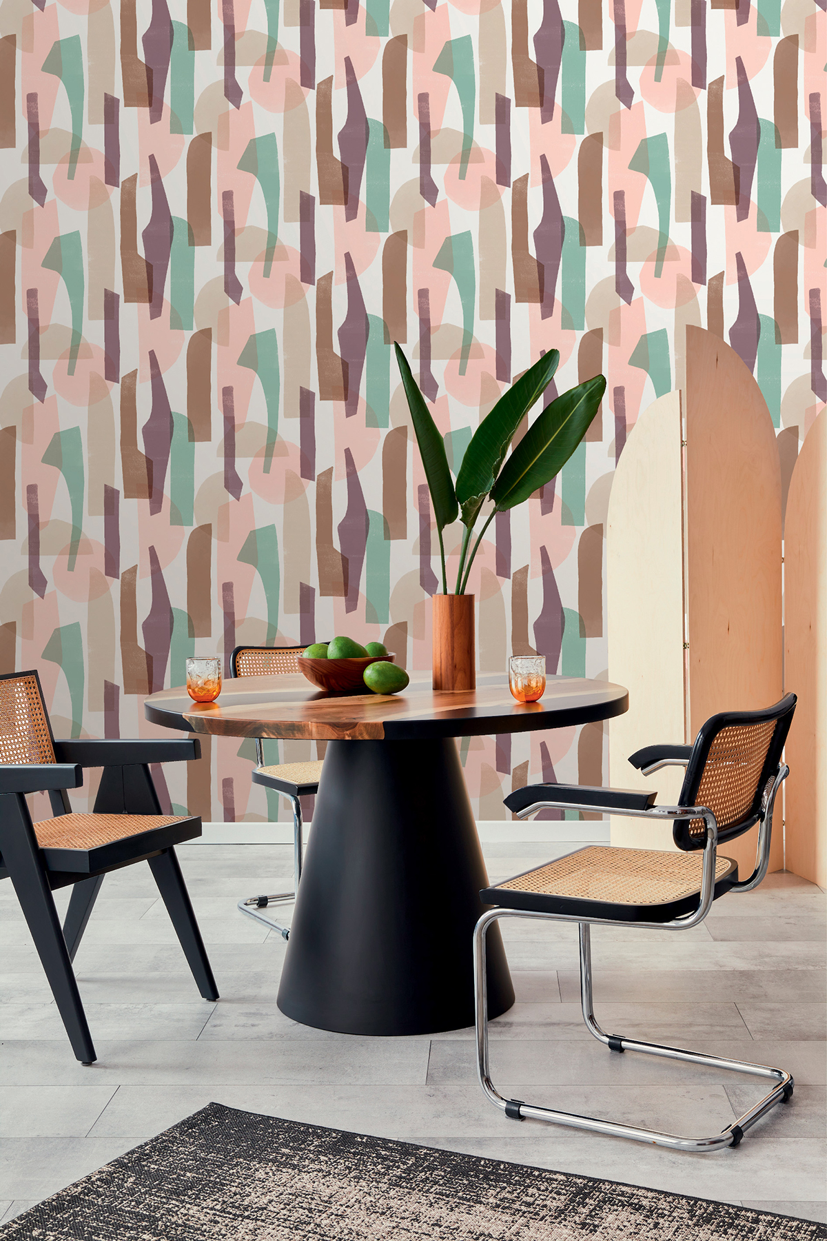 Papier peint Découpe Géométrique rose et brun- Arty de Lutèce | Réf. LTC-51211003