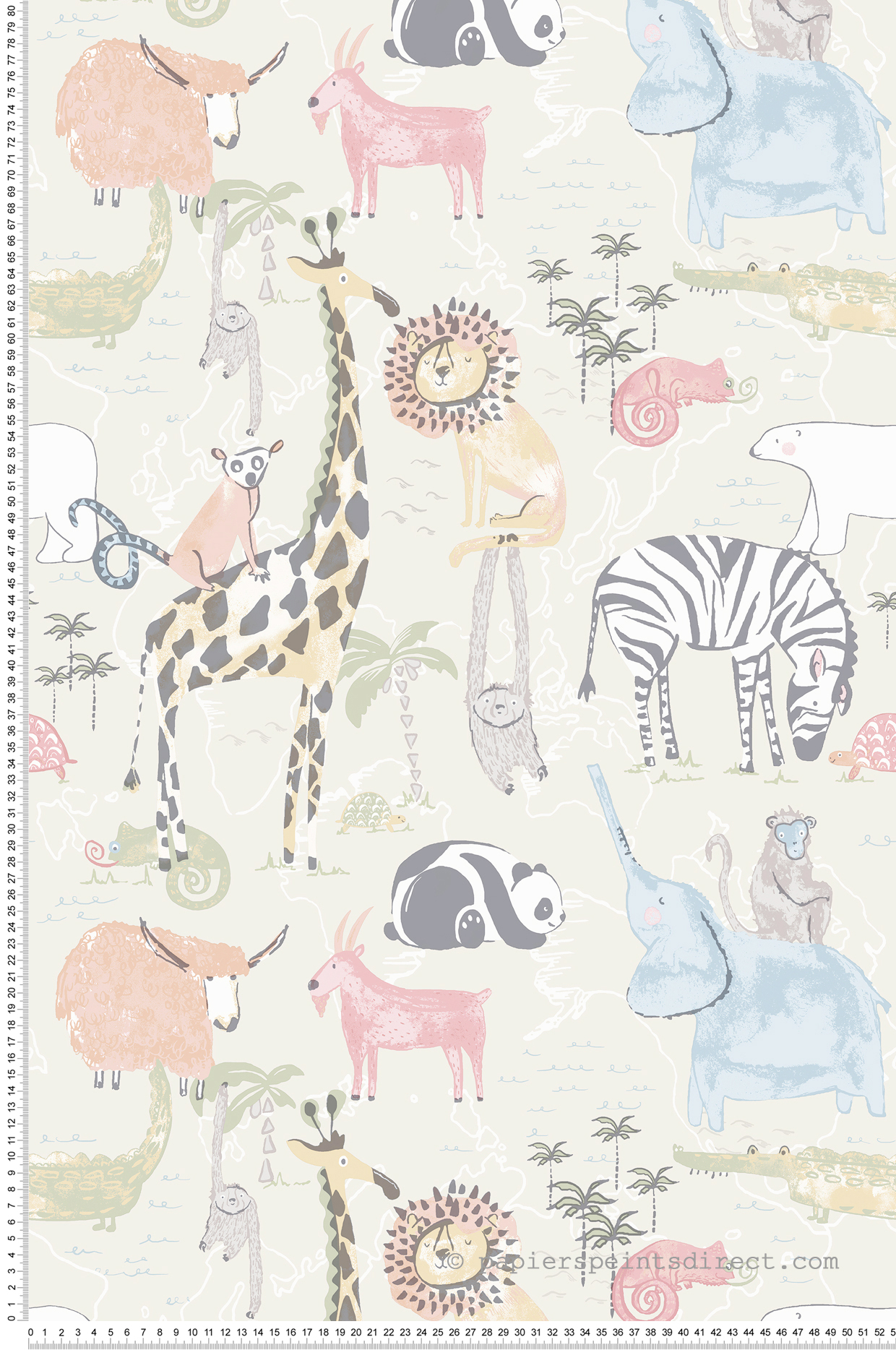 Papier peint Animaux Safari grège - Imagine de Lutèce | Réf. LTC-DL27540