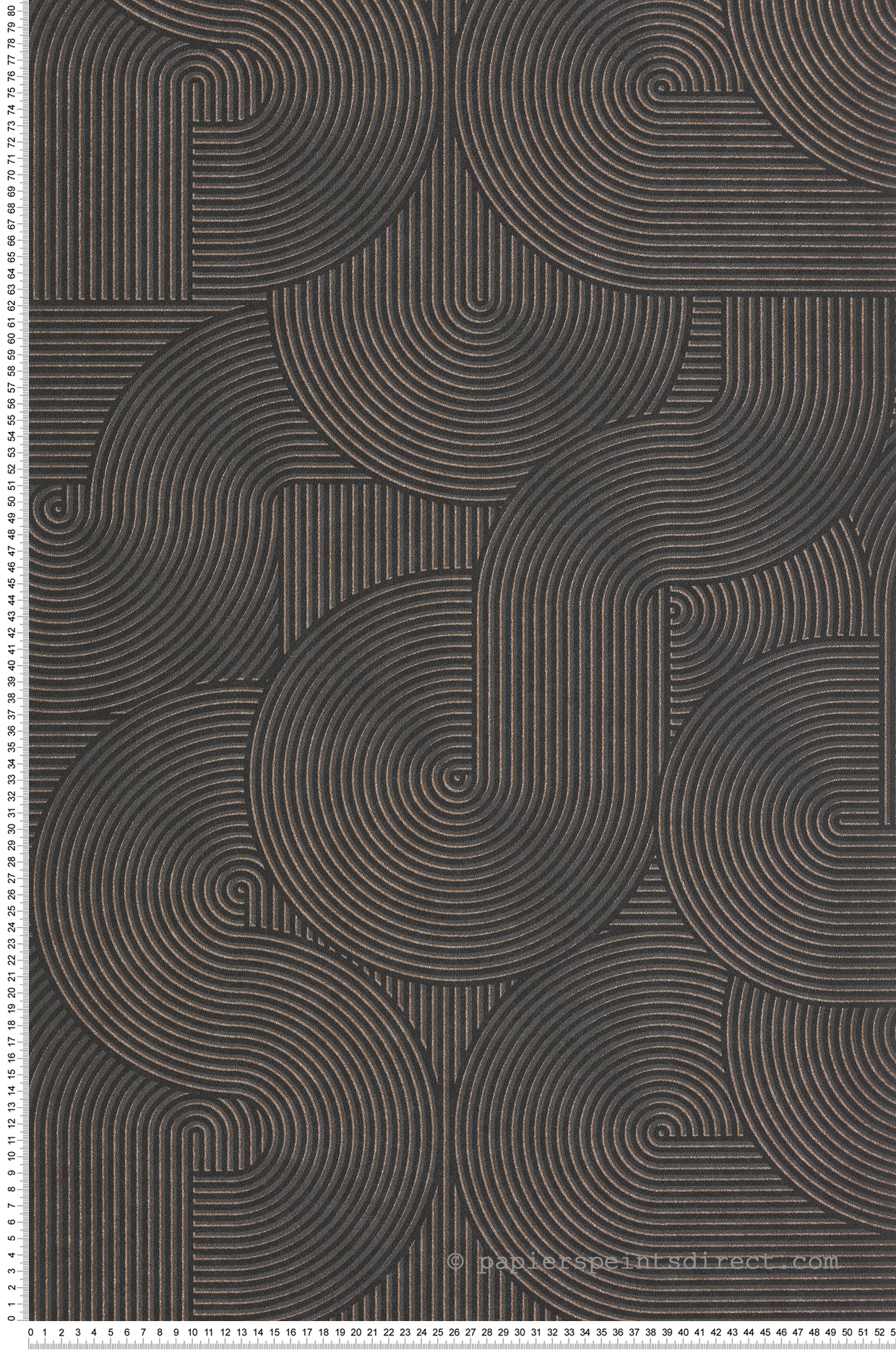 Papier peint Spirale Graphique Cercle noir marron métallisé - Graphic de Casélio | Réf. GPC105519043