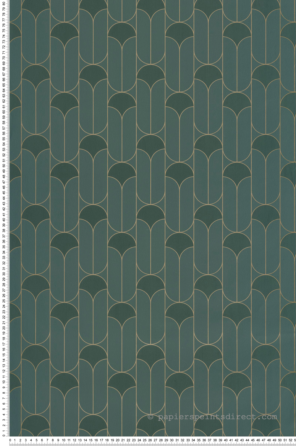 Papier peint Art Déco Paris vert émeraude doré - Green & Co de Casélio | Réf. GCO103967371