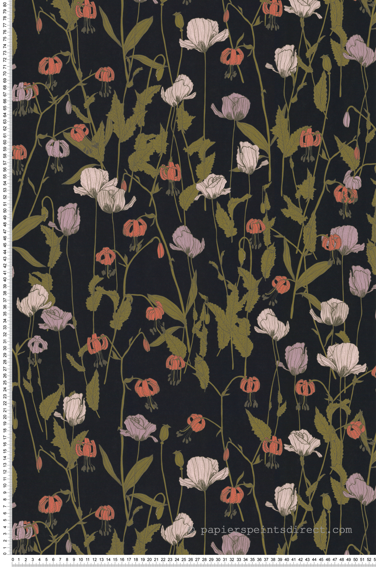 Papier peint Coquelicot Fleur noir - Soline de Lutèce | Réf. LTC-51250109