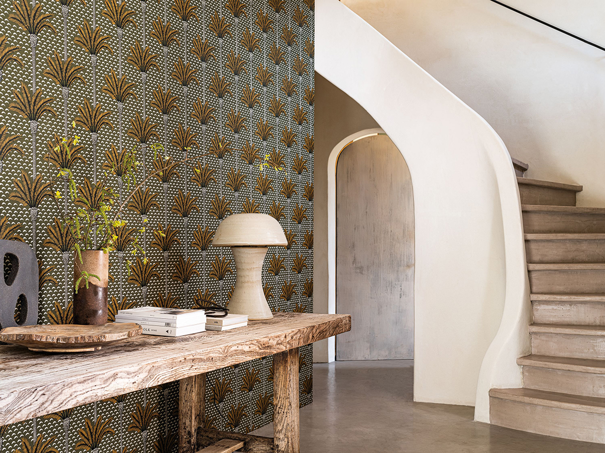 Papier peint Palmier Atlas vert kaki - Mirage de Casamance | Réf. CAS-75240610