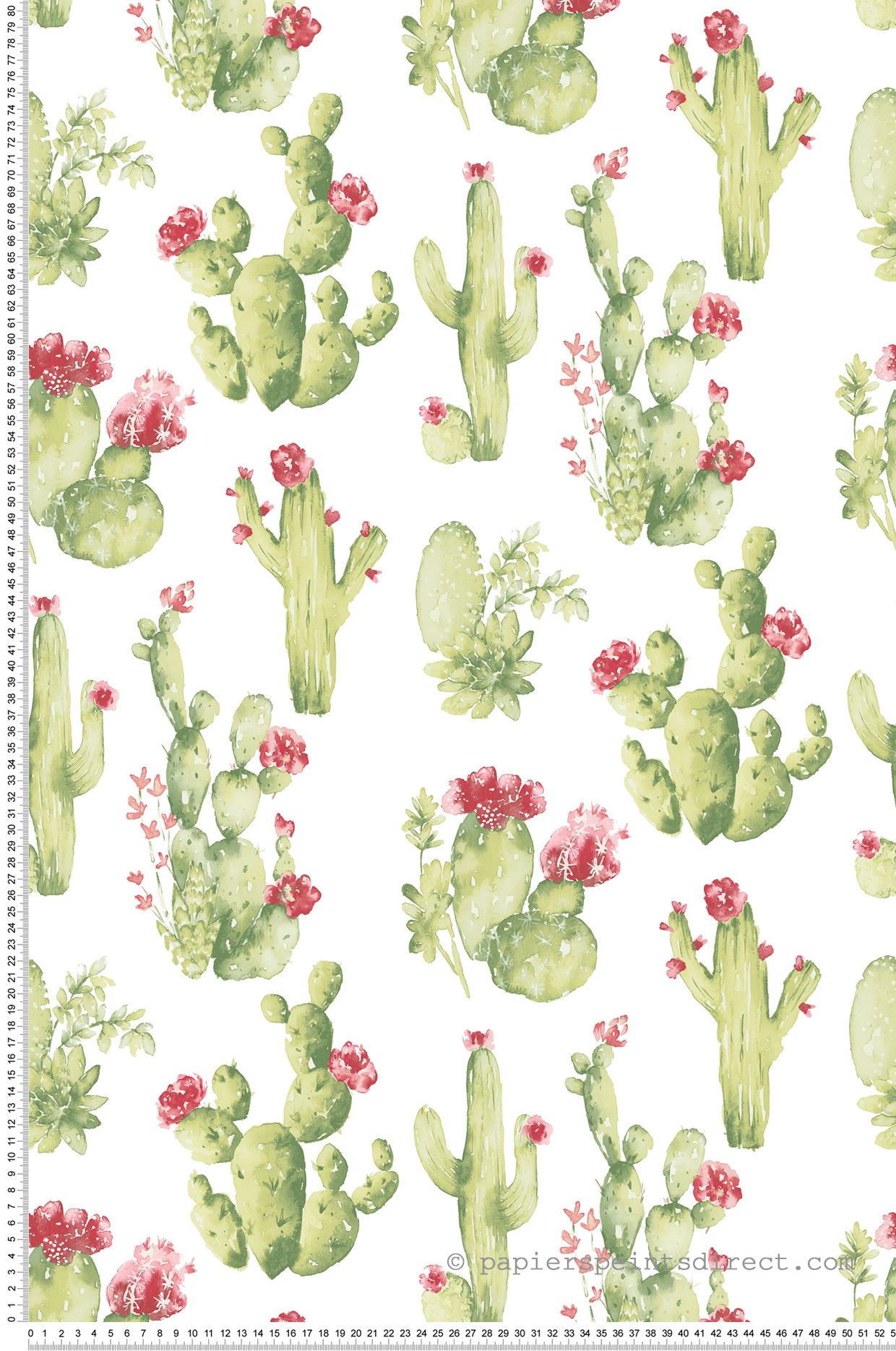 Papier peint Cactus fleurs rouge - Style Cuisine 3 de Lutèce | Réf. LTC-CK36630