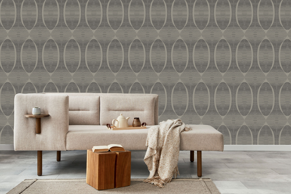 Papier peint Illusion 3D Graphique Adélaide taupe - Villa Rosalie de Lutèce | Réf. LTC-51223407