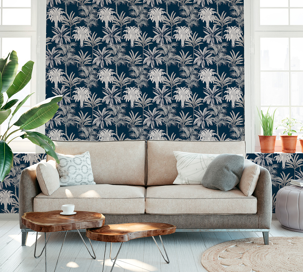 Papier peint Palmier Jungle bleu marine - Change is good de Michalsky | Réf. MC-37983-5