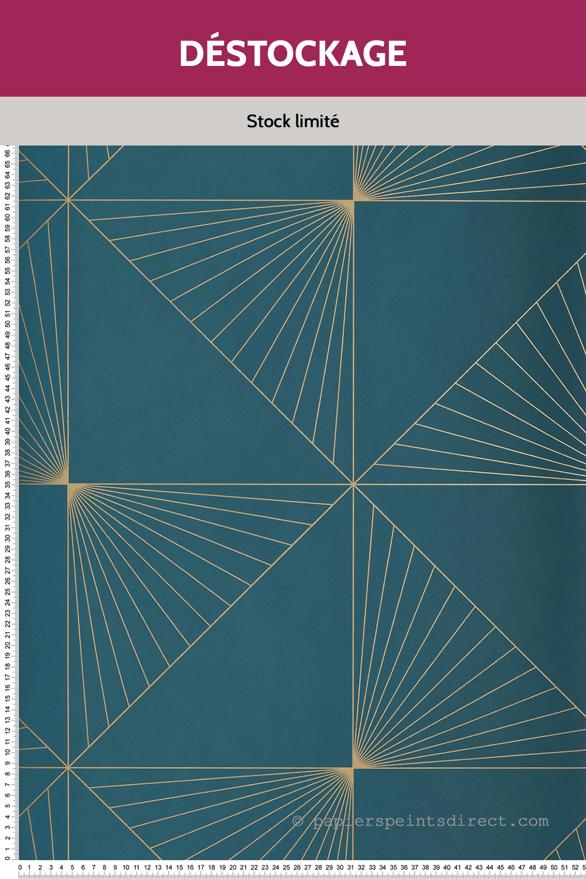 Papier peint Destockage - Géométrique Losange canard et doré - Only Blue de Casélio