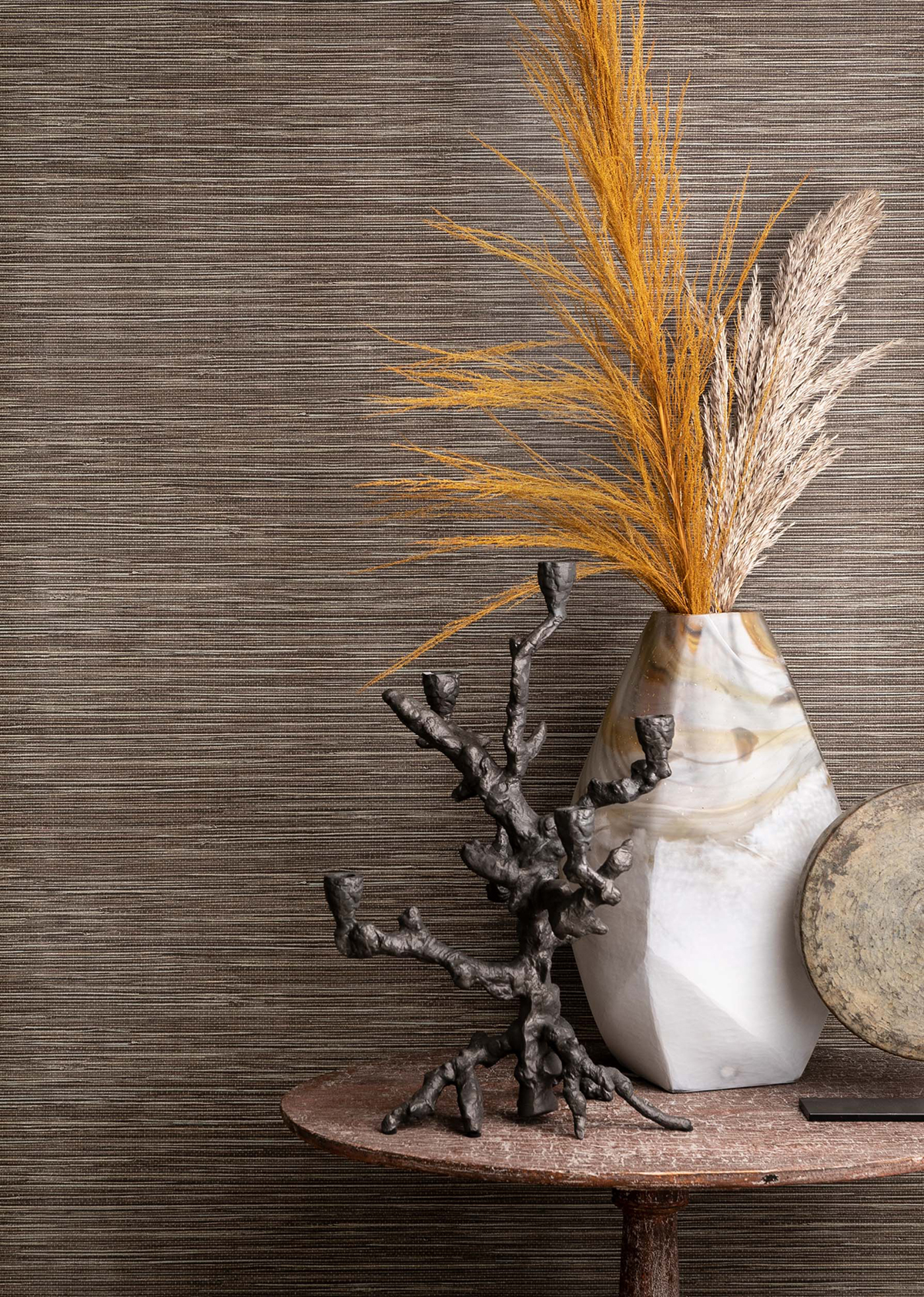 Papier peint Paille Japonaise marron foncé - Maori de Montecolino | Réf. MC-TA25043