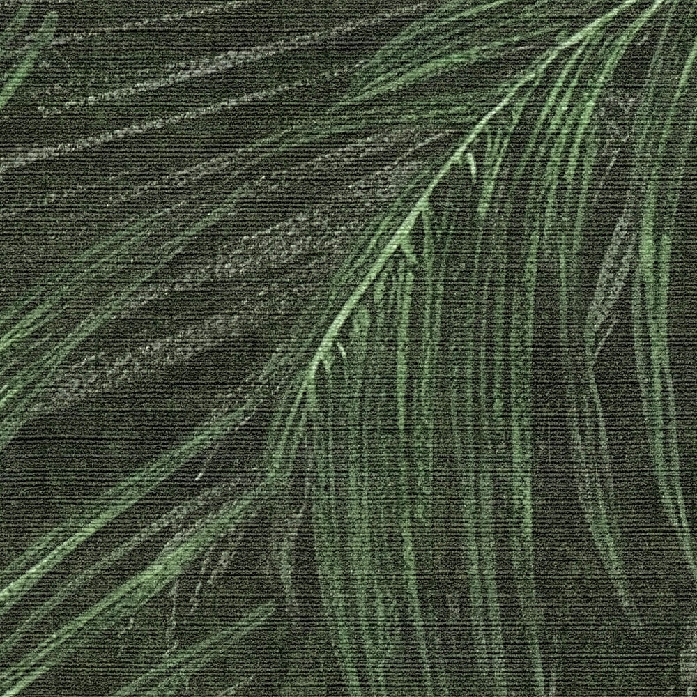 Papier peint Feuilles Jungle Croquis vert noir - Metropolis Michalsky 6 de Livingwalls ZOOM | Réf. AS-399814