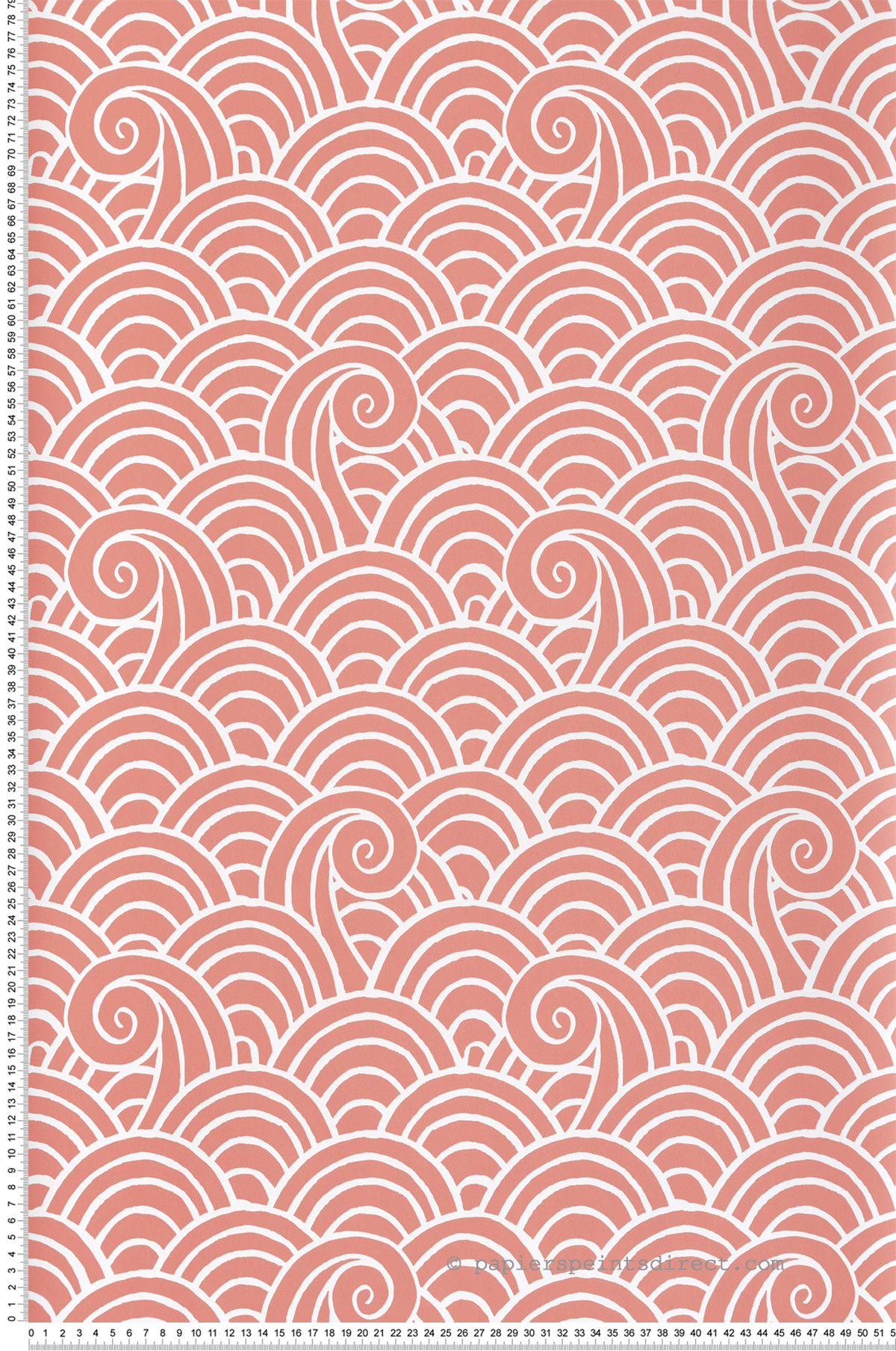Papier peint Vague Japonisante rose corail - Happy de Lutèce | Réf. LTC-FD26306
