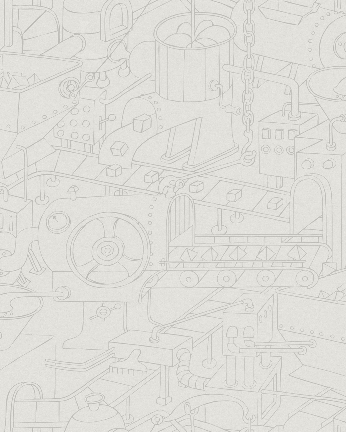 Papier peint panoramique Graphique Doodle Factory gris - Seasons de Komar