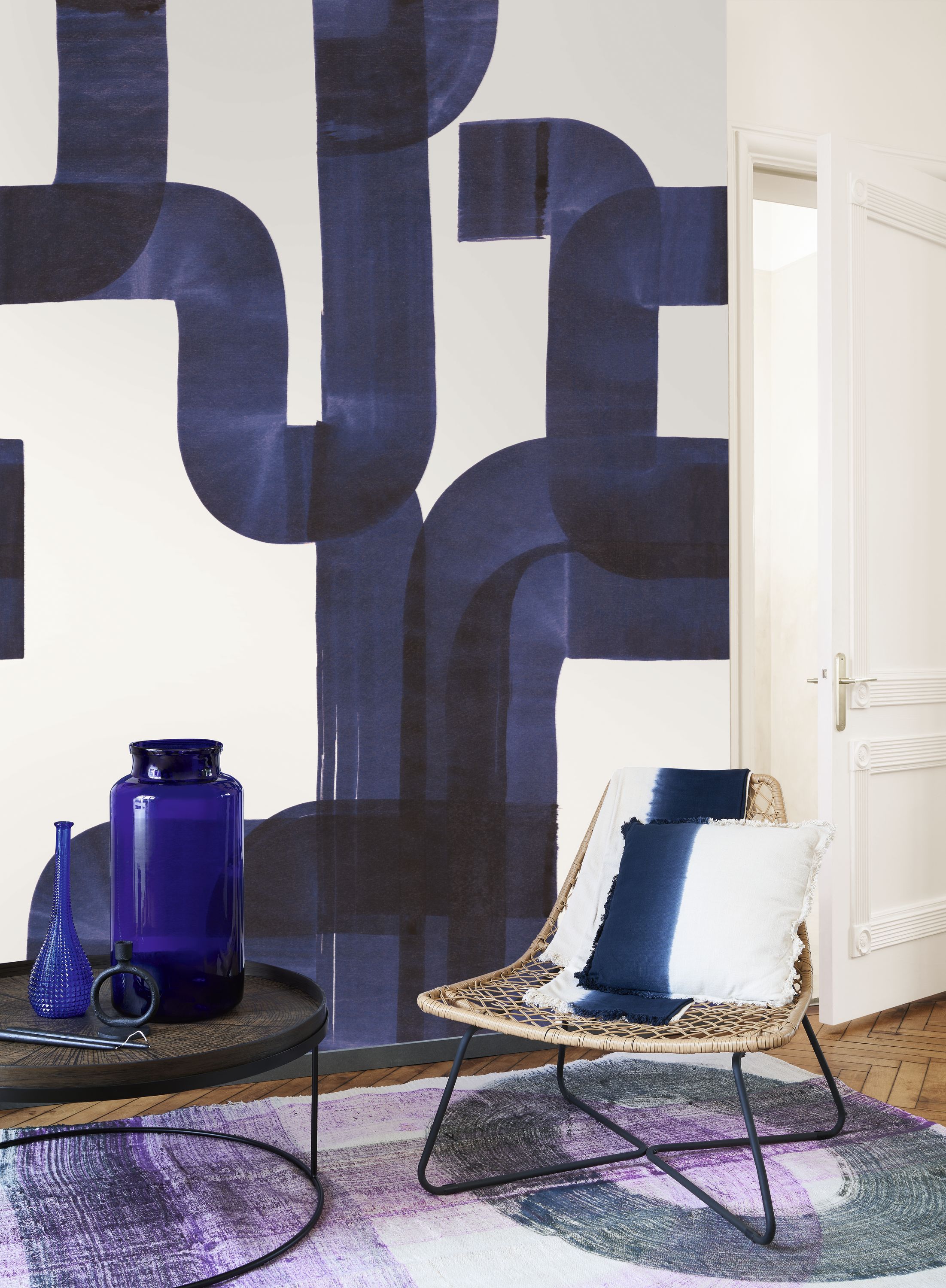 Papier peint panoramique Abstract S indigo 200x250 - Wonderwalls de Casadéco | Réf. WDWS88476505