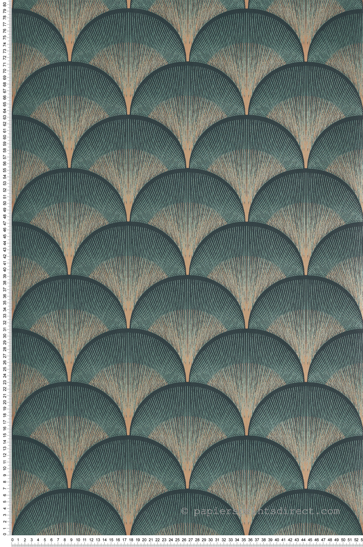 Papier peint Plume de Paon Broadway vert cuivré - Twenties de Casadéco | Réf. TWNT88667555