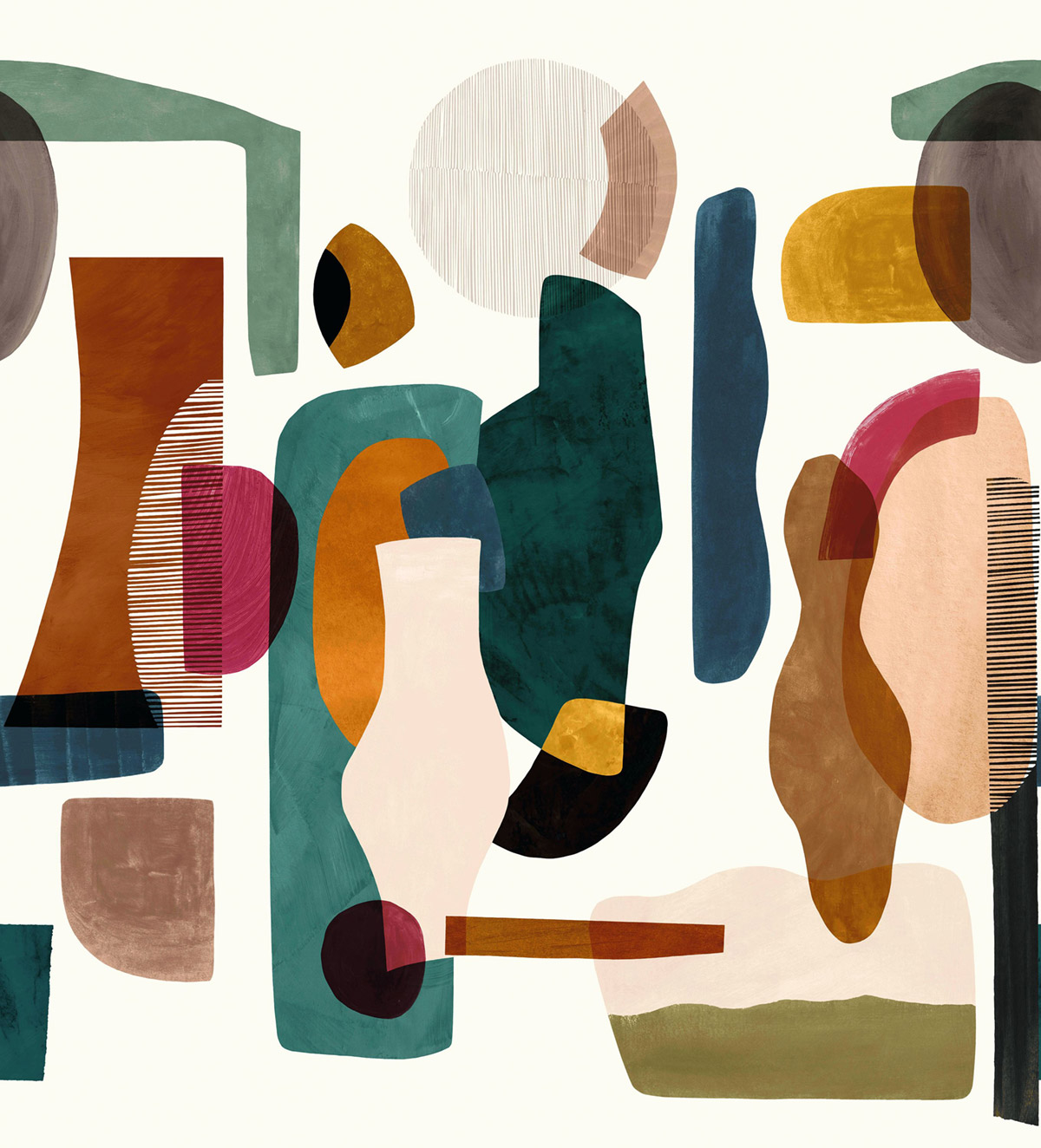 Papier peint panoramique Forme Graphique Audria multicolore - Panoramas 3 de Casamance | Réf. CAS-76350304