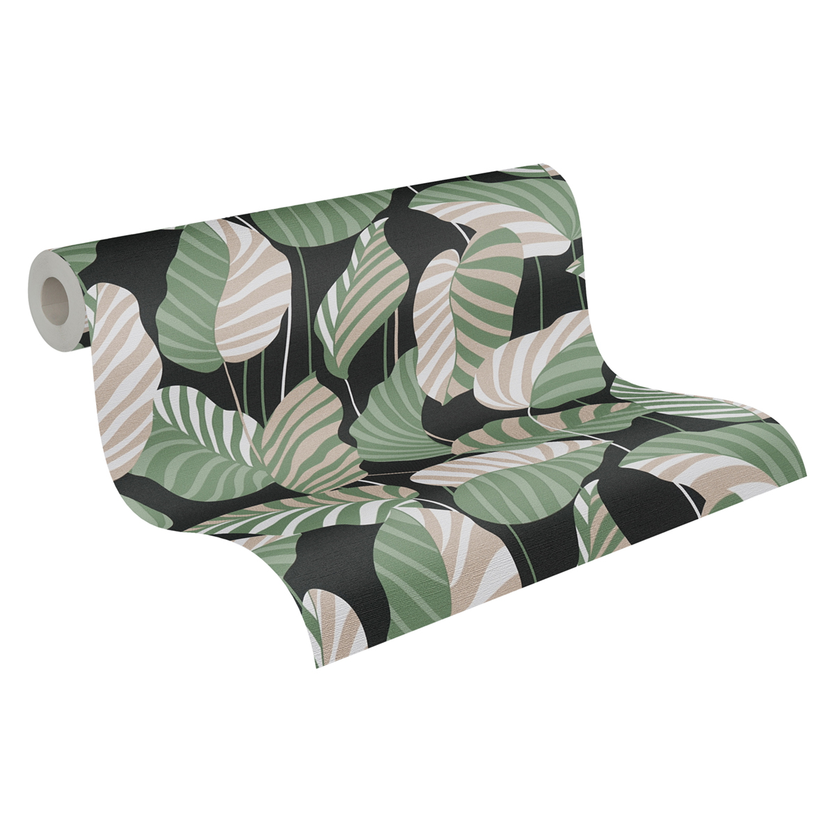 Papier peint Feuille Graphique vert noir irisé - Antigua d'A.S. Création AMB3 | Réf. SP15944