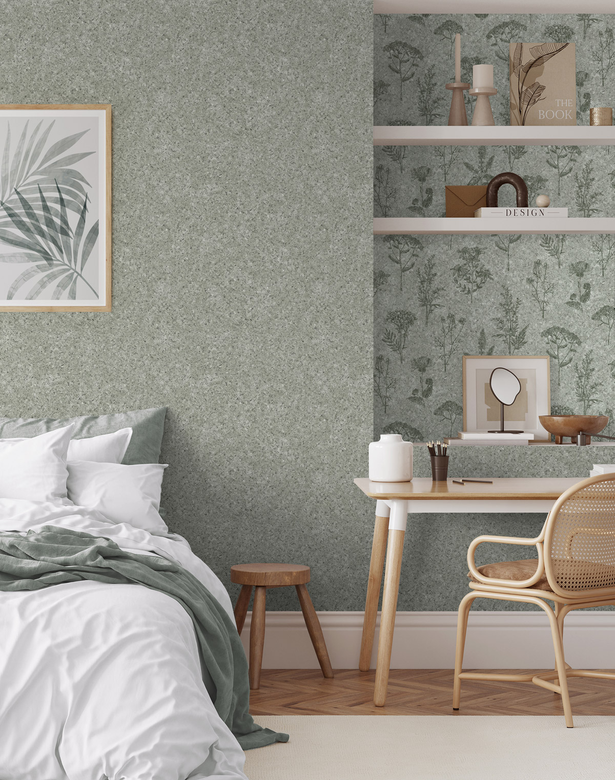 Papier peint Liège Graminées Végétaux vert - Brut d'Ugépa | Réf. UGP-M78304