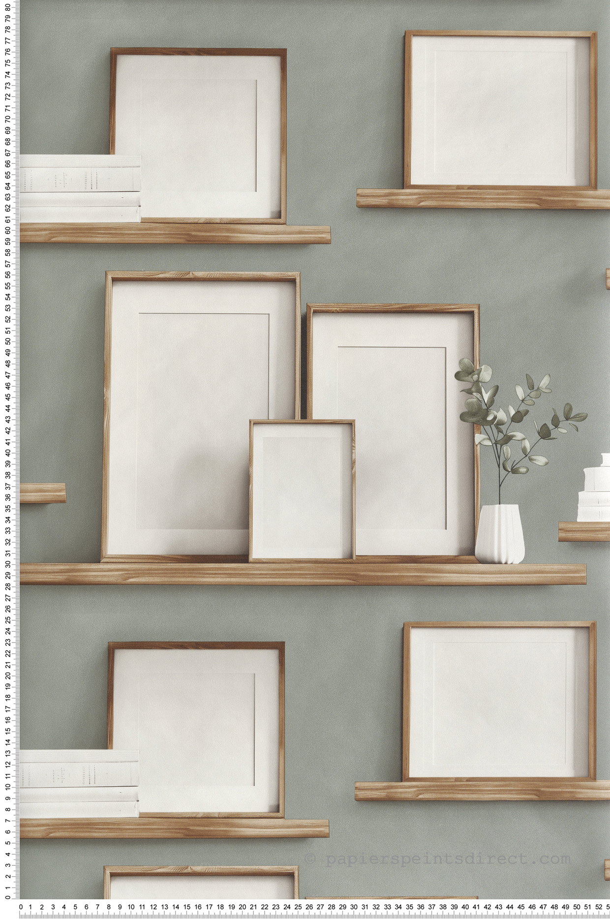 Papier Peint Étagère Cadre Photo vert - Illusion d'Ugépa | Réf. UGP-M89204