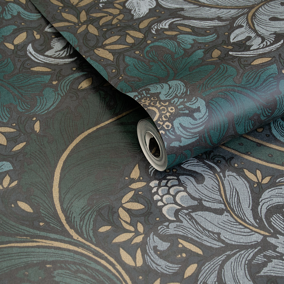 Papier peint Fleur Renaissance Baroque vert pétrole doré - The Wall Llewelyn-Bowen de Lutèce | AMB2 Réf. LTC-LB25144