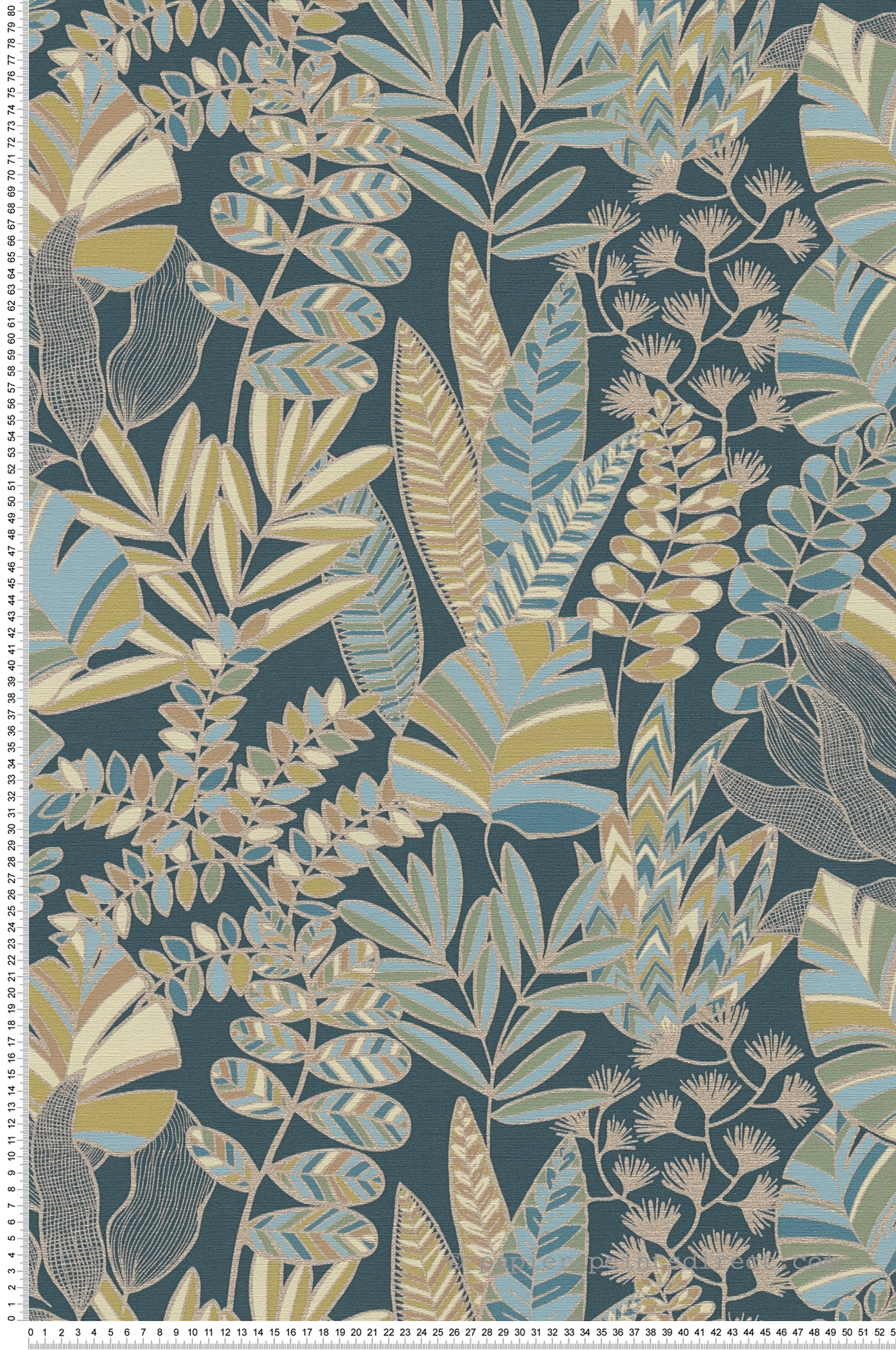 Papier peint Feuillage Arty bleu doré - Antigua d'A.S. Création | Réf. SP15951