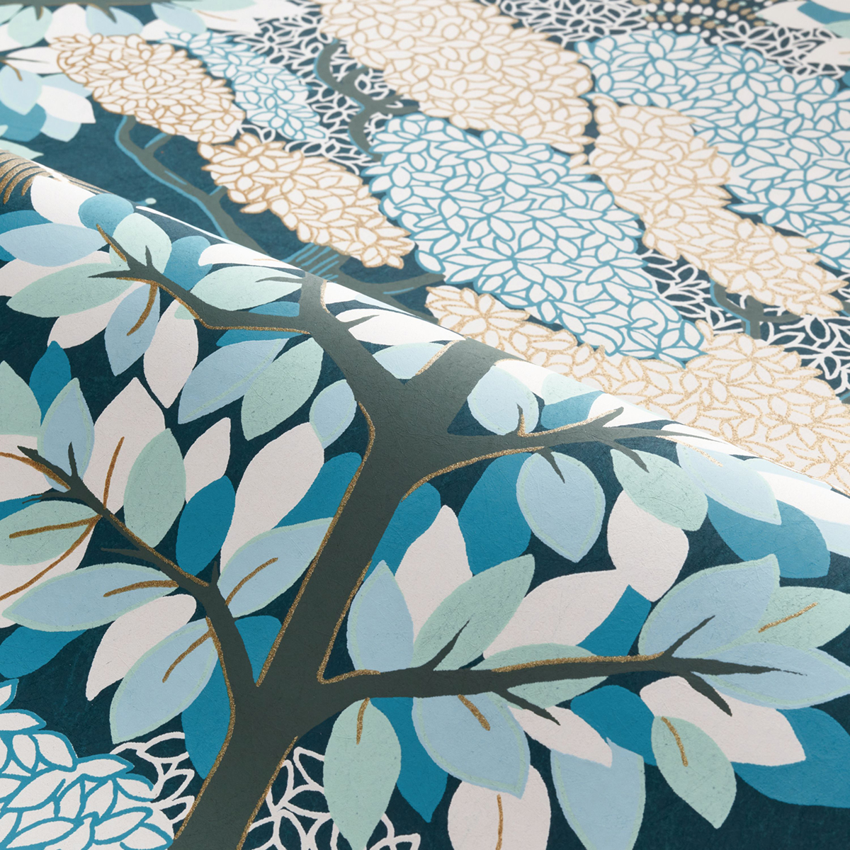 Papier peint Forêt Marakanda marine doré - Nuit d'Orient de Casamance | Réf. CAS-75380100