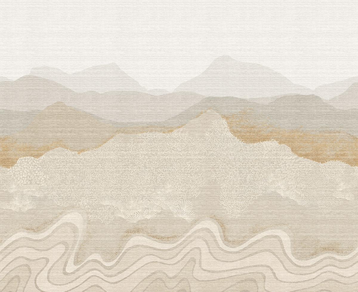 Papier peint panoramique Montagne Nebula beige - A, B et C H260 - Amazone de Masureel | Réf. MAS-DGZON202X-260