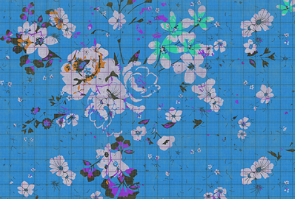 Papier peint panoramique Fleurs Flower Plaid 3 - Référence DD113832 - Intissé 200g/m2 - Standard 400 x 270