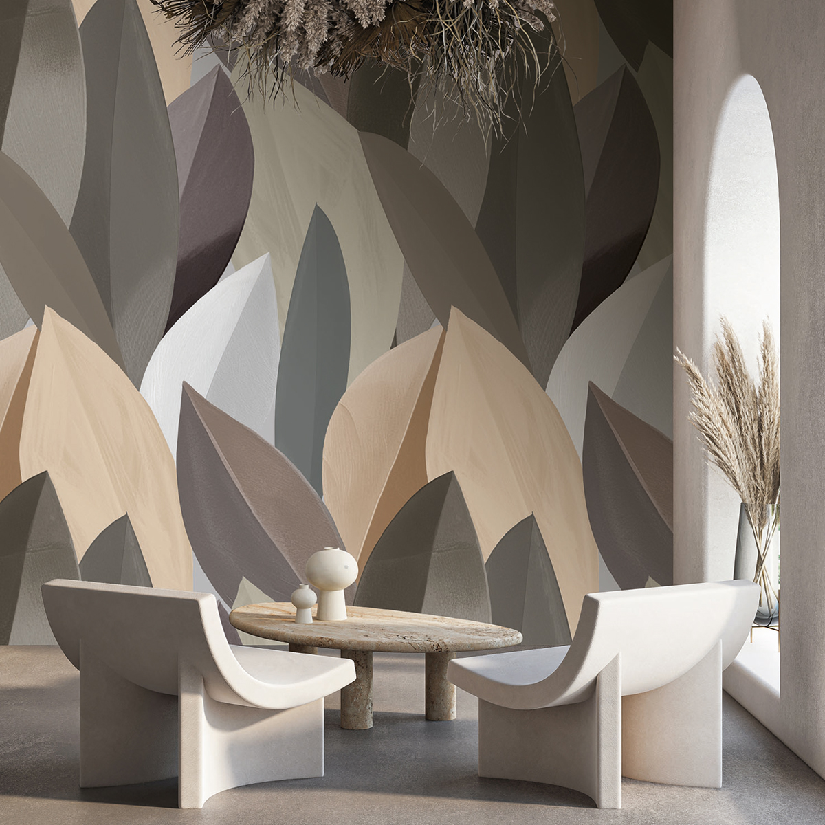 Papier peint panoramique Feuille Peinture gris - Vancouver de Montecolino | Réf. MC-SYD27597