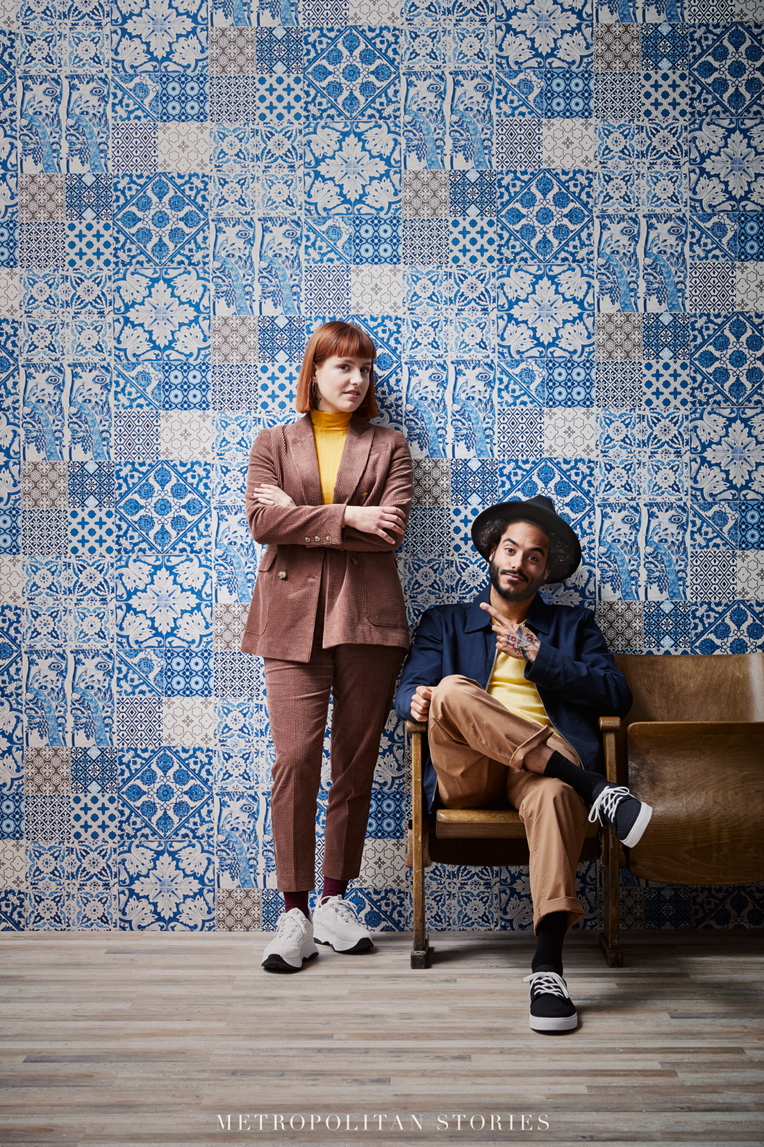 Papier peint Carreaux de ciment bleu - Metropolitan Stories d'AS Création AMB 3 | Réf. SP14675