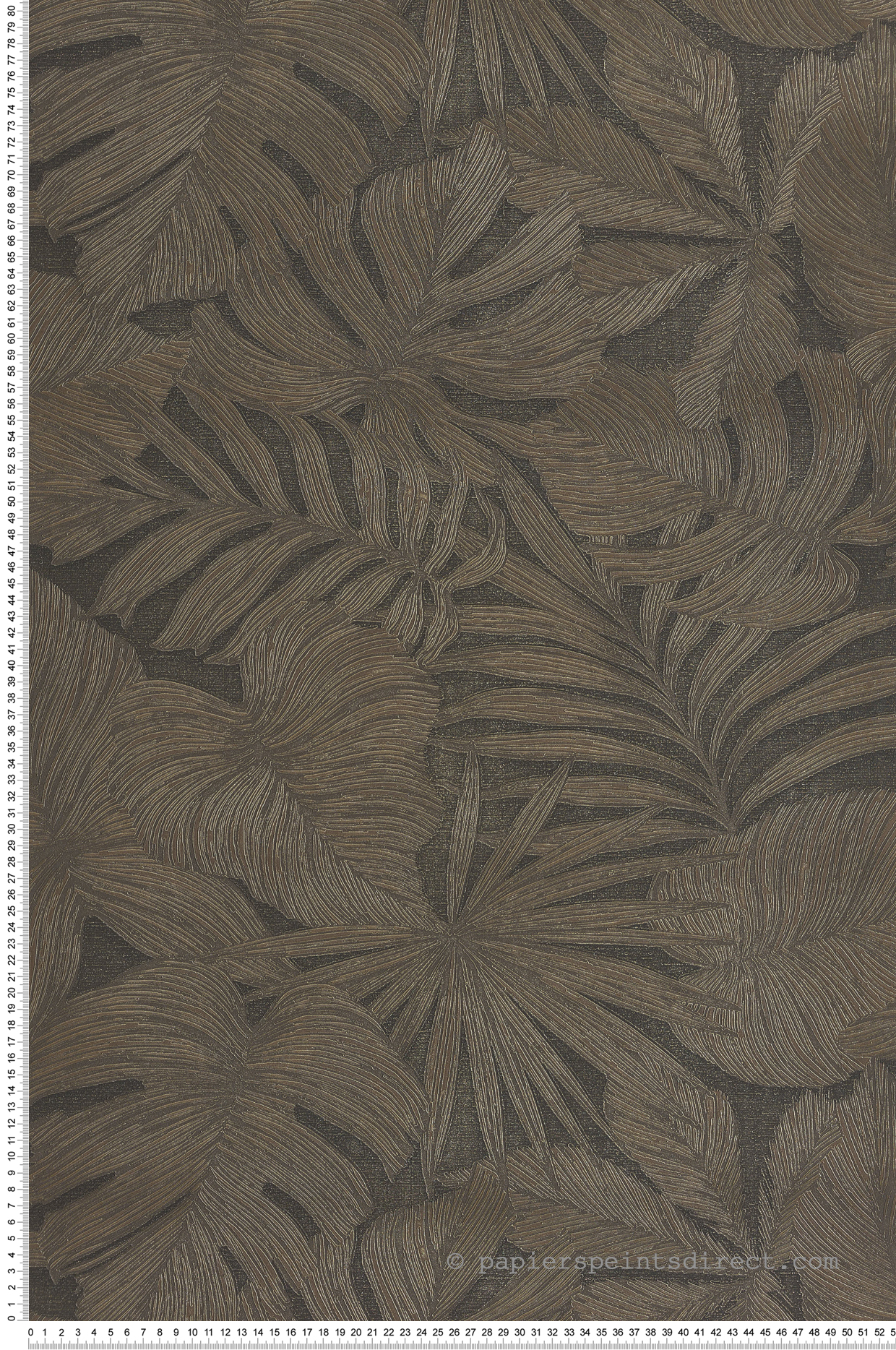 Papier peint Palmes Gravure Granada anthracite brun - Vegetals de Casadéco | Réf. VEGE86439505