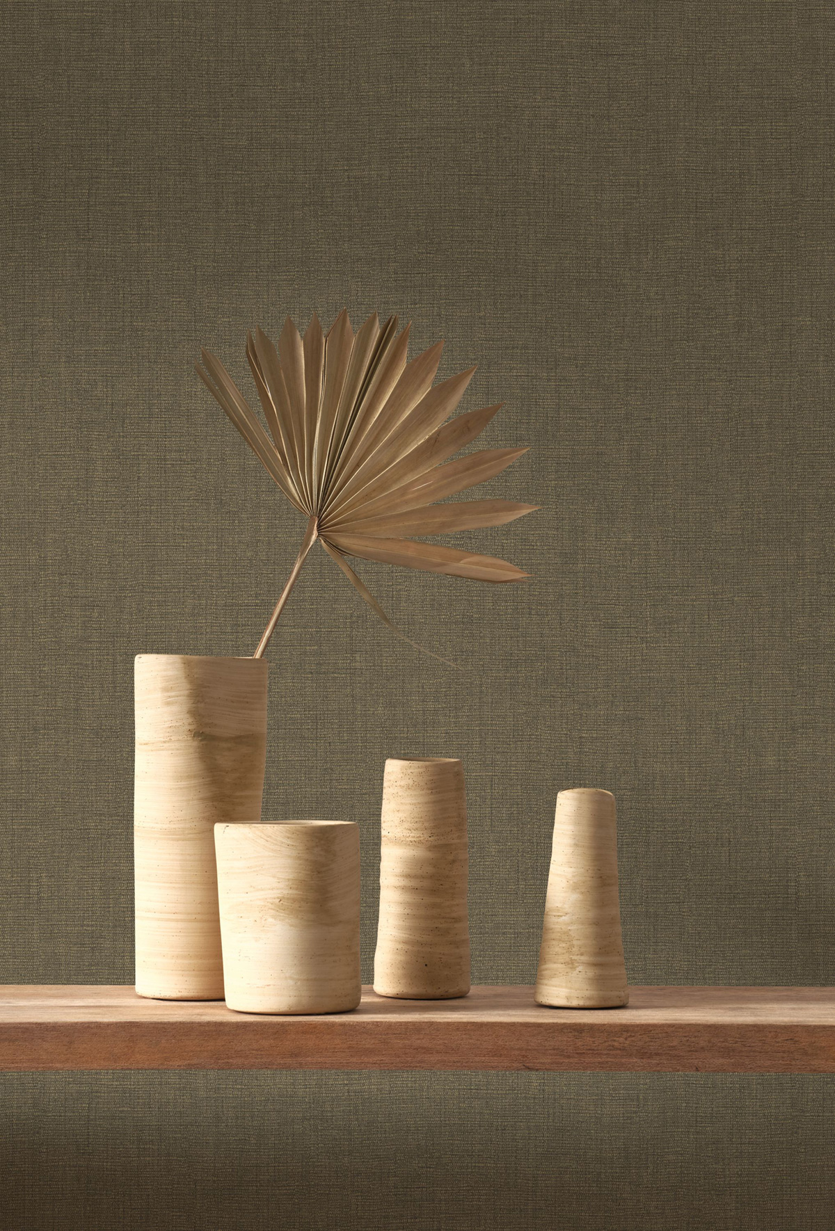 Papier peint Uni Lin Métallisé Caractère kaki - Matera de Casadéco | Réf. MATA201177616