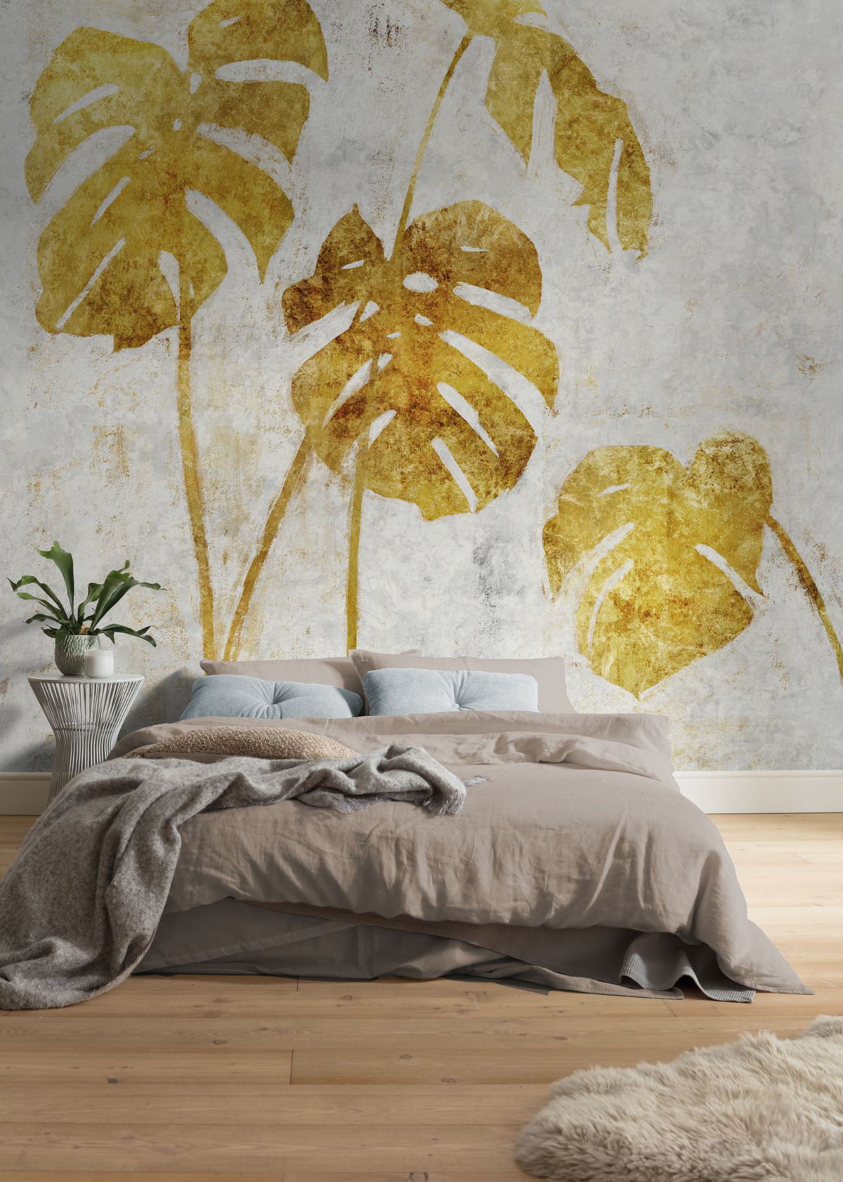 Papier peint panoramique Feuilles Golden Monstera mordoré - Seasons de Komar