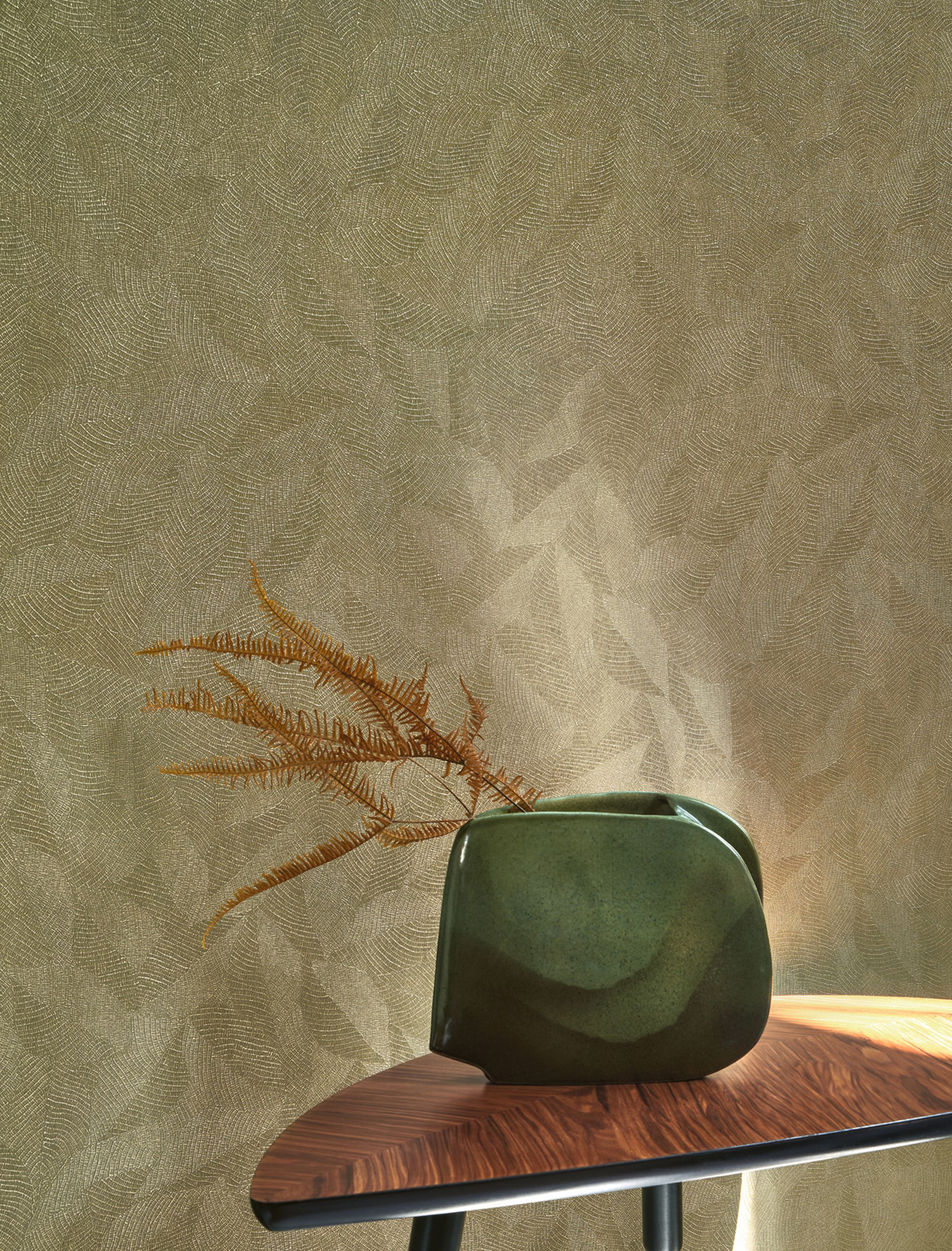 Papier peint Matière Feuille Masaya vert olive doré - Riverside 4 de Casadéco | Réf. RIVI86427712