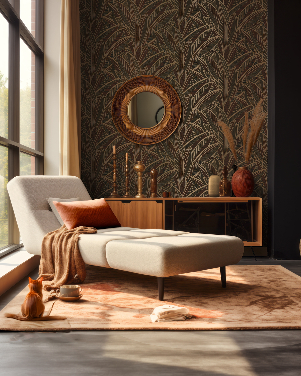 Papier peint Feuille Art Déco noir ocre métallisé - French Affair d'A.S. Création AMB2 | Réf. AS-399331