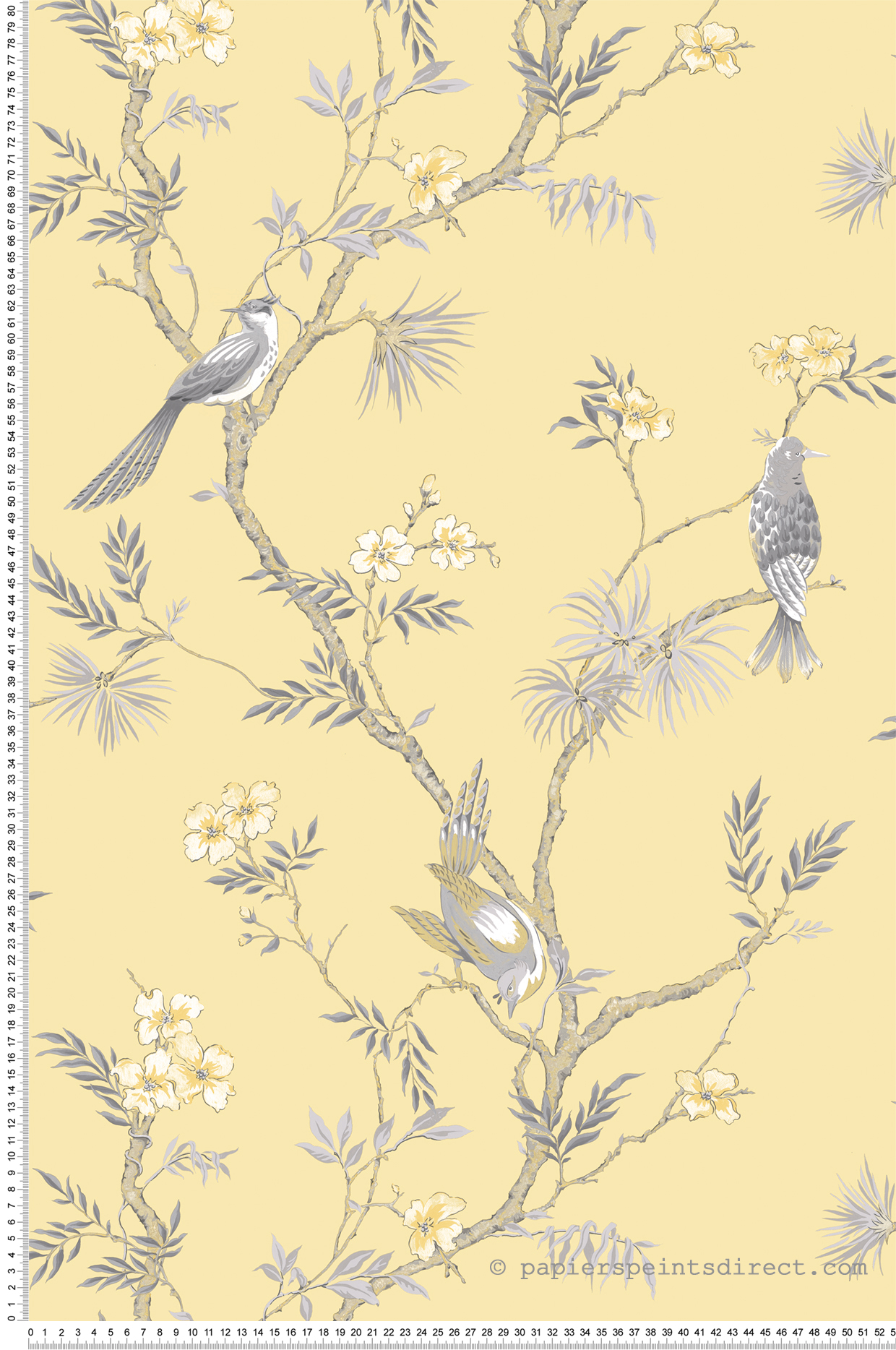 Papier peint Oiseau Exotique jaune - Jardin Secret de Lutèce | Réf. LTC-G78494
