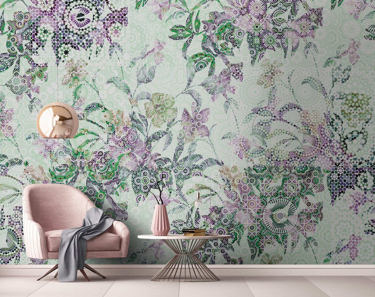 Papier peint panoramique Nature Mosaic Leaves 2 - Référence DD110291 - Intissé 200g/m2 - Standard 400 x 270