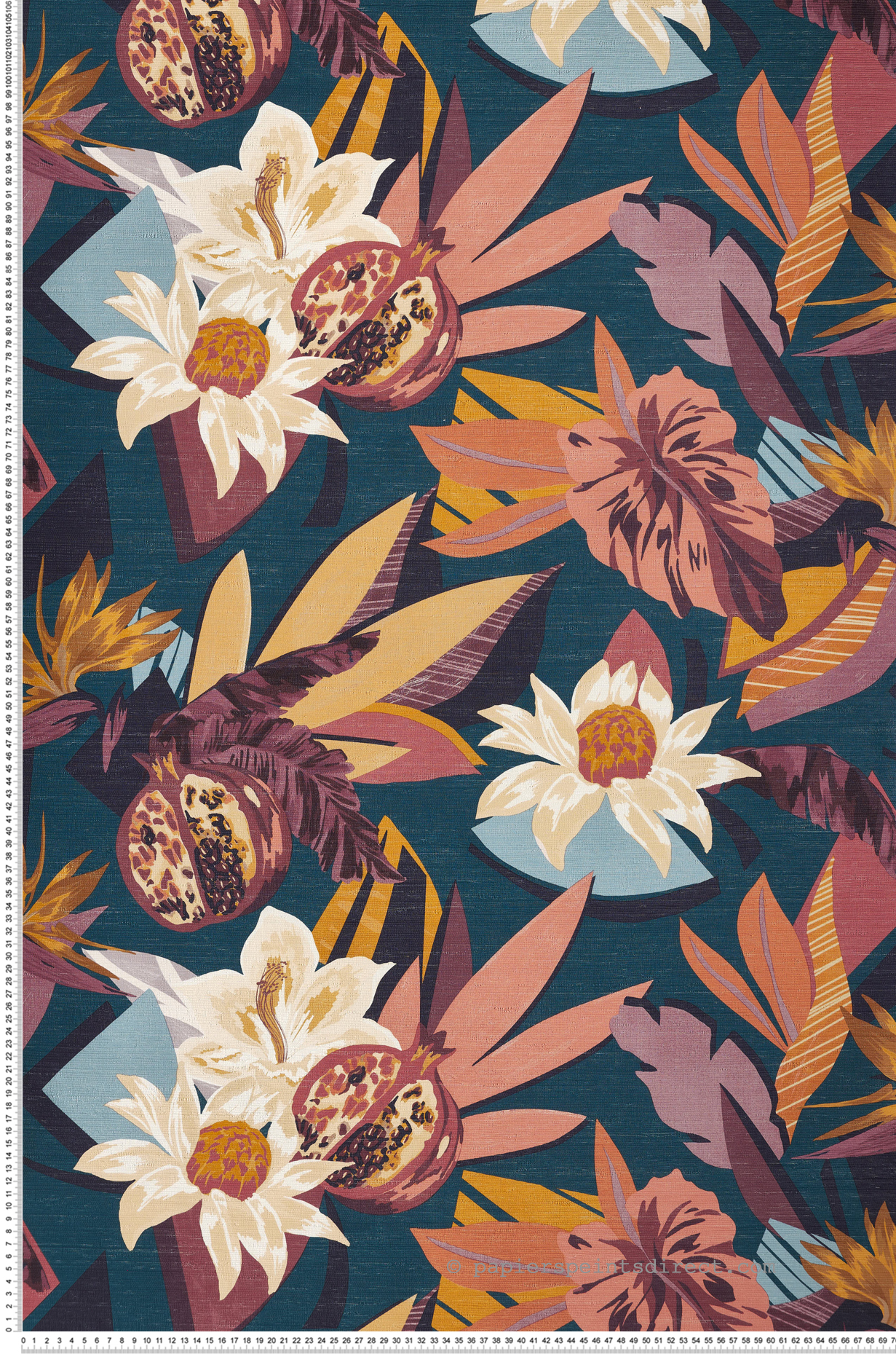 Papier peint Fleur Tropicale Salvador pétrole blush - Aventura de Casamance | Réf. CAS-75531630