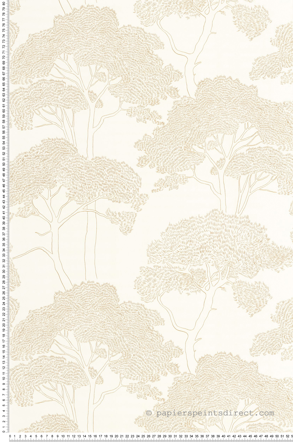 Papier peint Arbre La Ciotat blanc doré - Azur de Casélio | Réf. AZU105430214