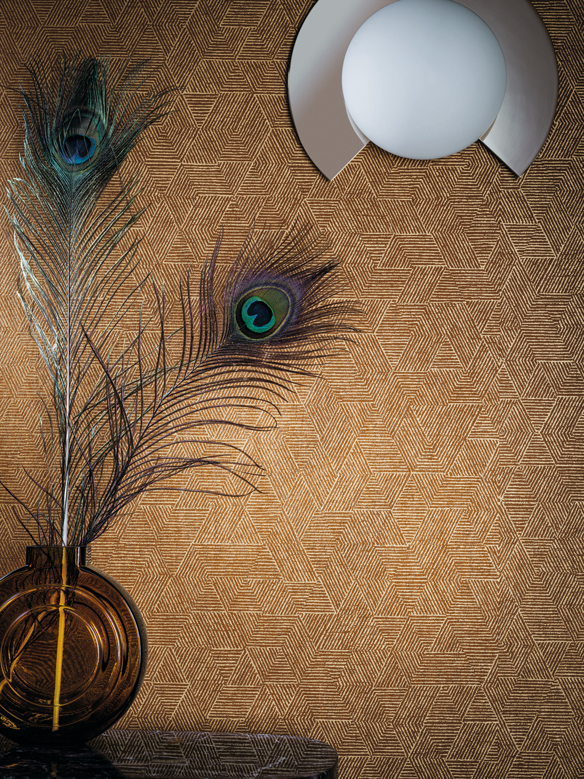 Papier peint Géométrique Josef tabac - Printemps Viennois de Casamance | AMB Réf. CAS-74812156