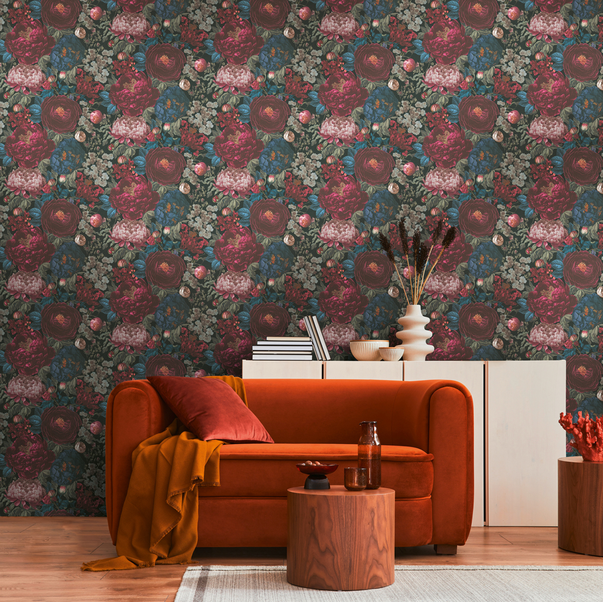 Papier peint Fleur Vintage Papillon bordeaux rose - Metropolis Michalsky 6 de Livingwalls | Réf. AS-399791