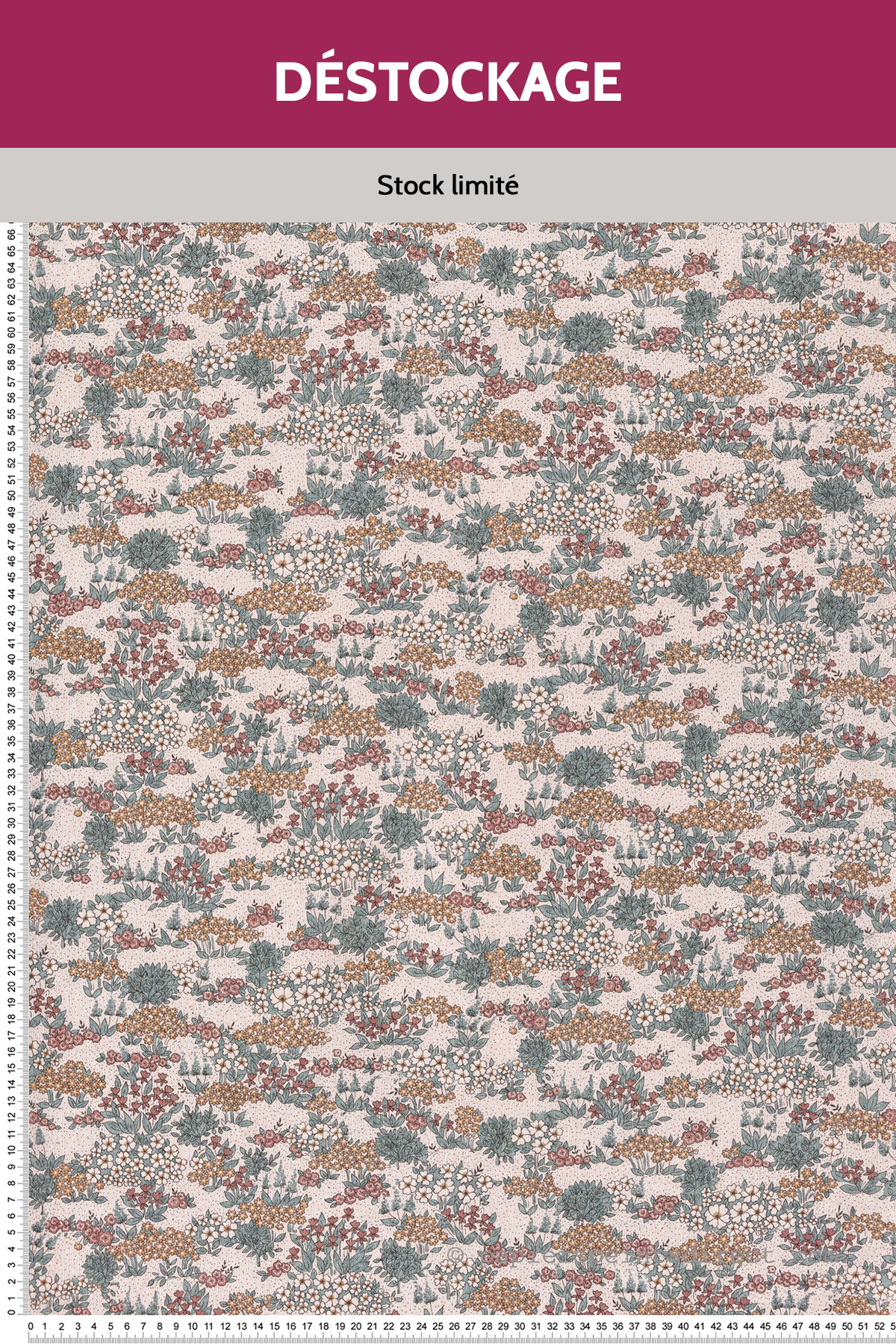 Papier peint Destockage - Liberty Fleur rose et vert - Melody de Lutèce