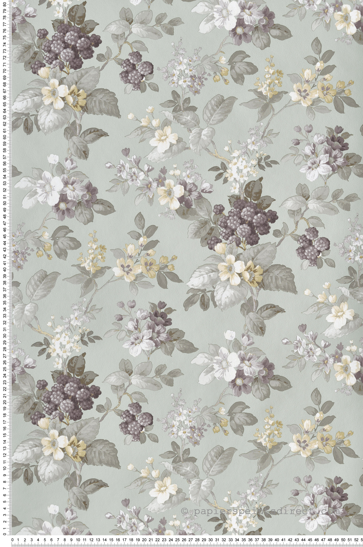 Papier peint Fleur Mûre vert sauge - My Little Cottage de Montecolino | Réf. MC-M12305