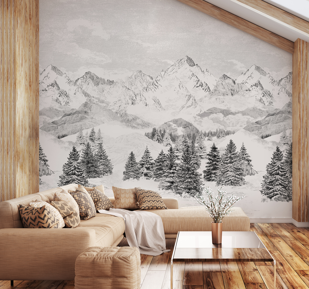 Papier peint panoramique montagne Les Cimes A - 1/2/3 - Isidore Leroy AMB