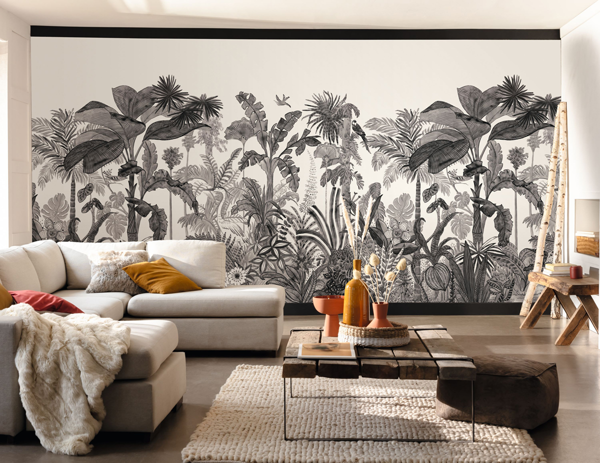 Papier peint panoramique Palmier Exotica noir et blanc - Moonlight 2 de Casélio AMB | Réf. MLGT104120912