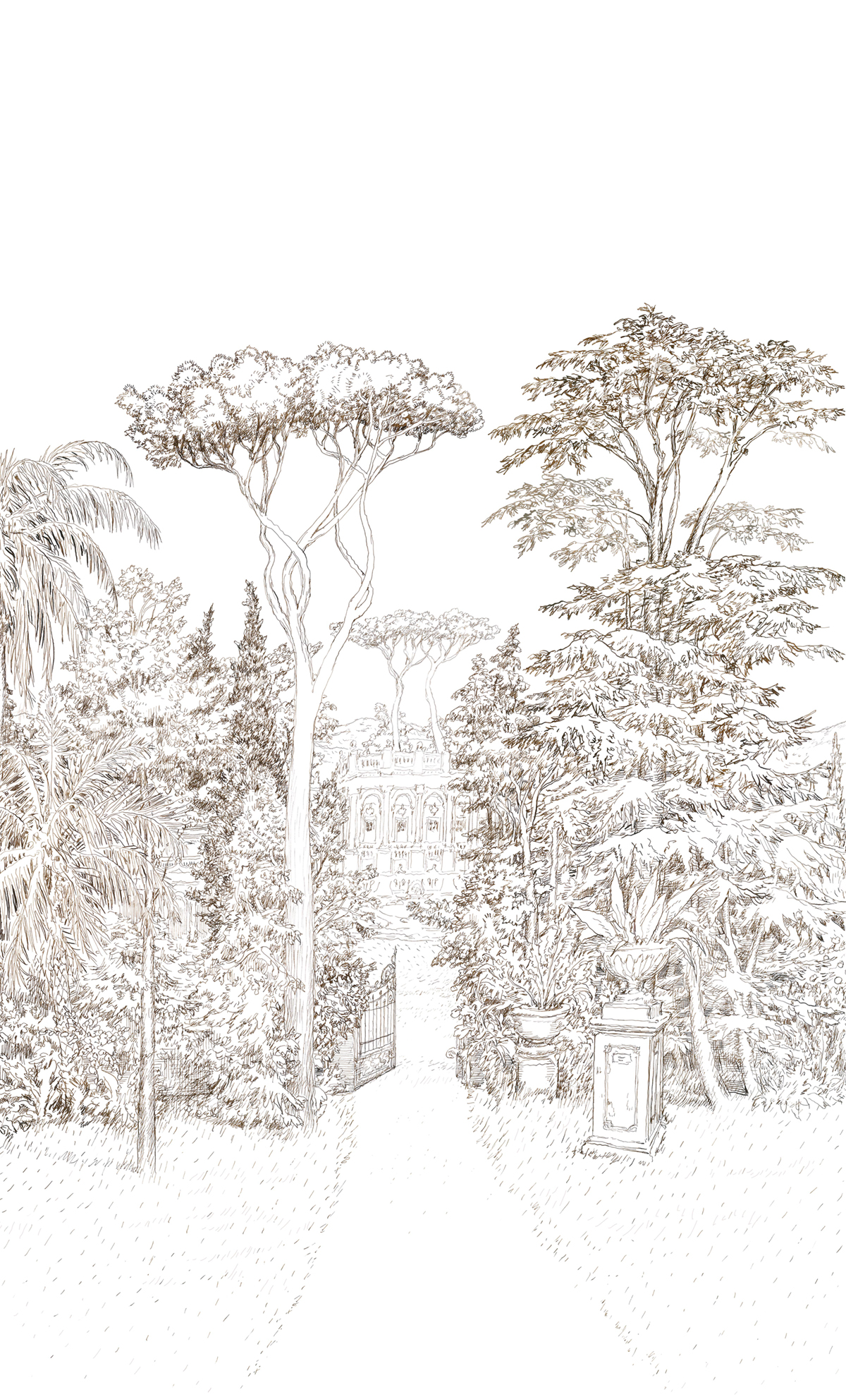 Papier peint panoramique Jardin Baroque B - 5/6/7/8 - Isidore Leroy