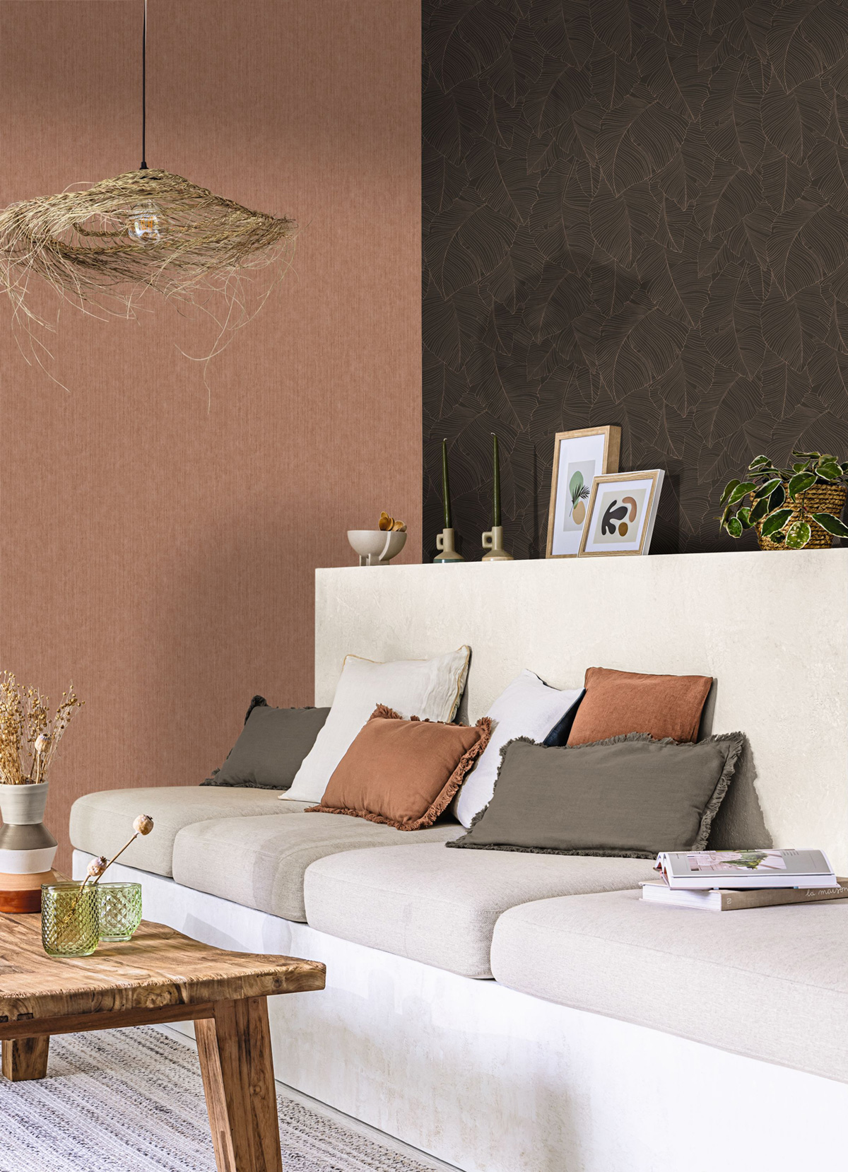 Papier peint Feuillage Vegetalia gris brun - Moonlight 3 de Casélio | Réf. MNL3106509027