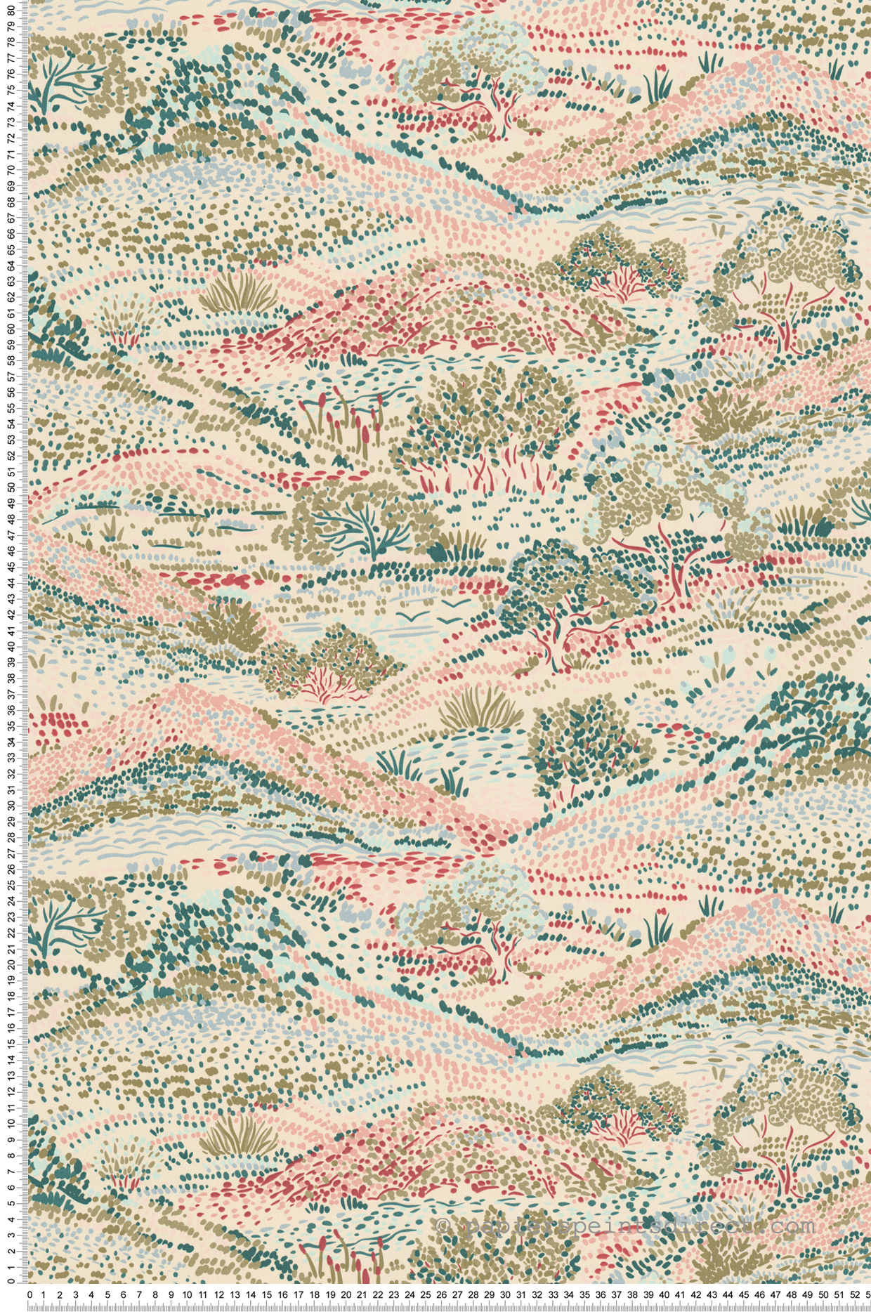 Papier peint Colline Pois rouge beige vert - Séjours & Chambres de Lutèce | Réf. LTC-51224407