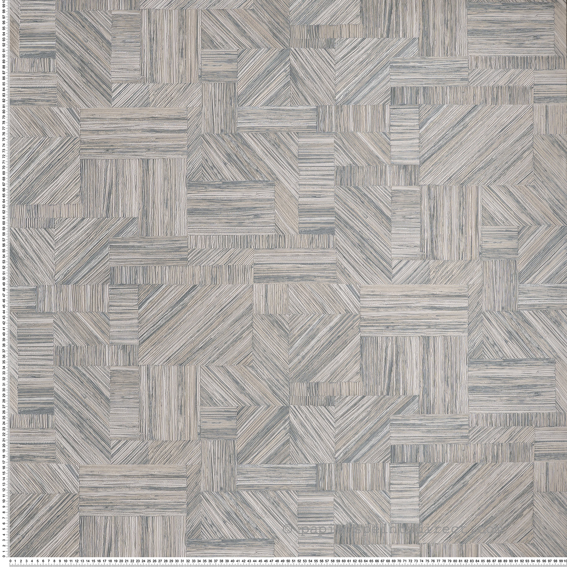 Papier peint Marqueterie Paille Imbrication bleu givré - Nature sur Mesure de Casamance | Réf. CAS-76891834