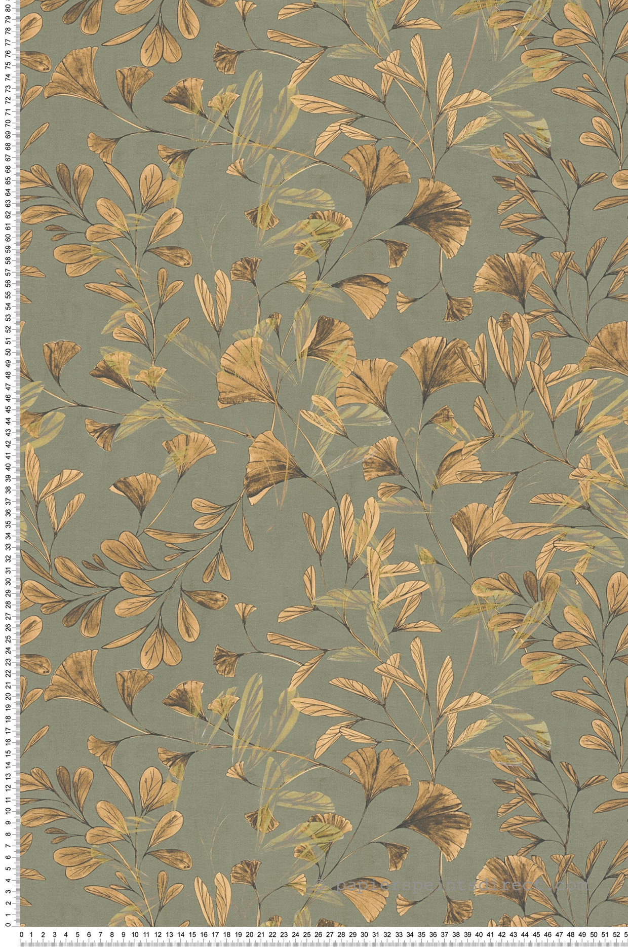 Papier peint Ginkgo Feuille mastic kaki - Anna D'Andrea d'A.S. Création | Réf. AS-782231