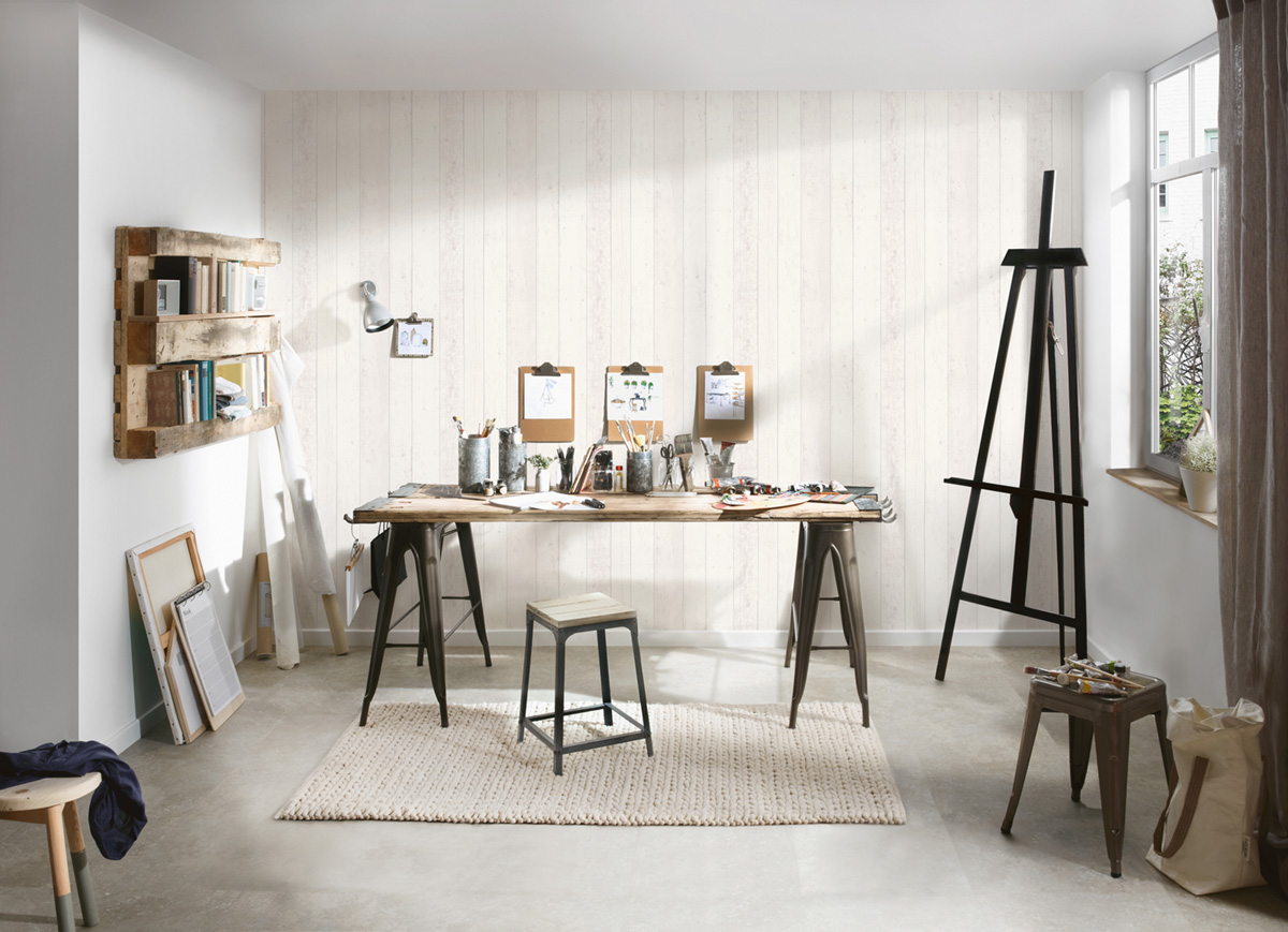 Papier peint Planches Bois blanc - Elements 2 d'A.S. Création | Réf. AS-855046